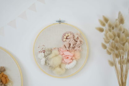Tableau textile "Beige & Rosé"