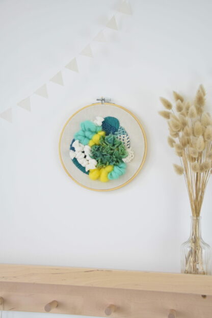 Tableau textile "Emeraude & Jaune"