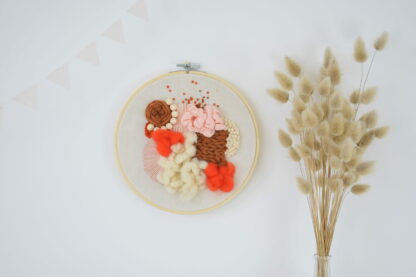 Tableau textile "Camel & Rose"