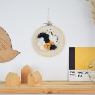 Tableau textile décoratif "Camel & anthracite"