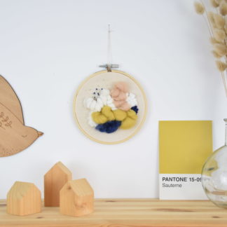 Tableau textile décoratif "Bleu & Jaune"