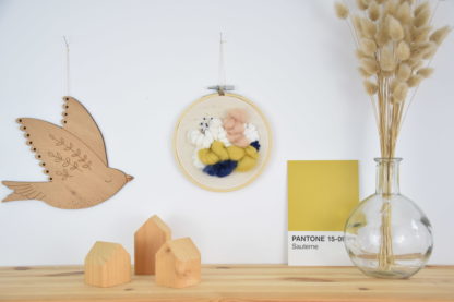Tableau textile décoratif "Bleu & Jaune"