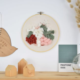 Tableau textile Vert & Rose