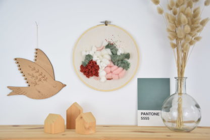 Tableau textile Vert & Rose