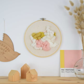 Tableau textile décoratif "Jaune & Rose"