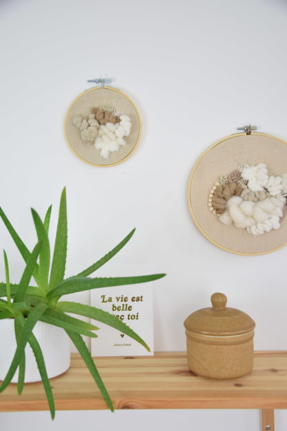 Tableau textile Beige et Blanc