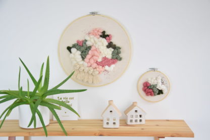 Tableau textile Vert et Rose – Image 2
