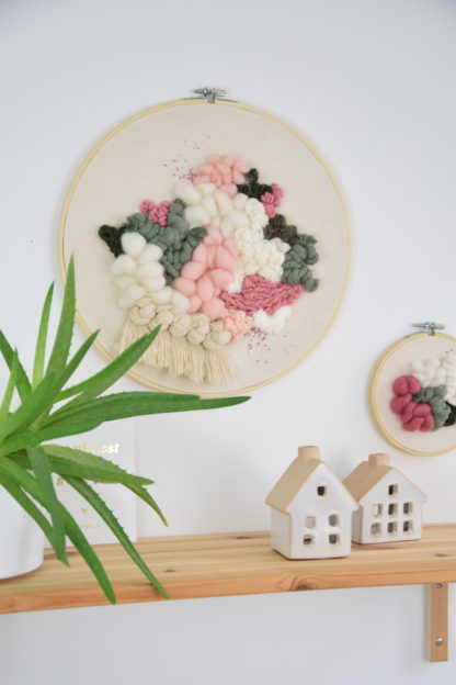 Tableau textile Vert et Rose #2 – Image 2