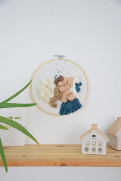 Tableau textile Bleu et Sable