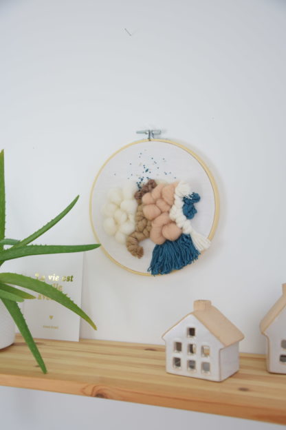 Tableau textile Bleu et Sable – Image 3