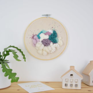 Tableau textile Emeraude et Lilas