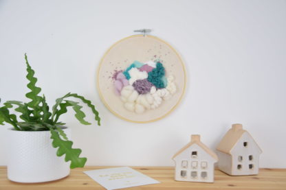 Tableau textile Emeraude et Lilas