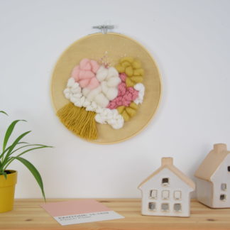 Tableau textile Moutarde et Rose