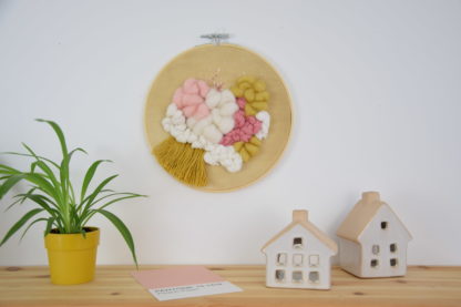 Tableau textile Moutarde et Rose