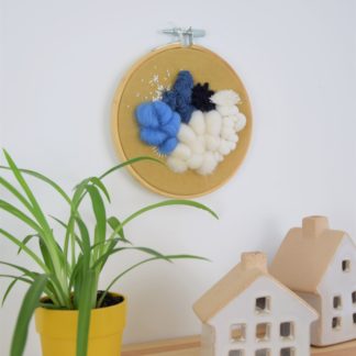 Tableau textile Moutarde et Bleu
