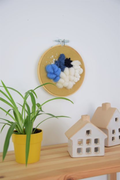 Tableau textile Moutarde et Bleu