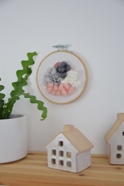 Tableau textile Rose et Gris