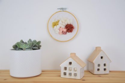 Tableau textile Blanc et couleurs chaudes
