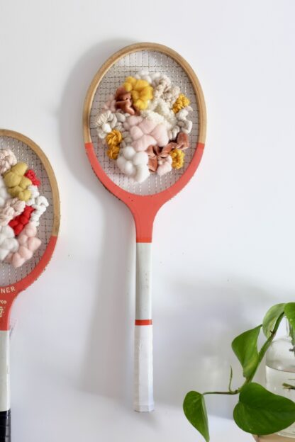 Raquette tissée vintage - Rose, jaune & rouge – Image 3