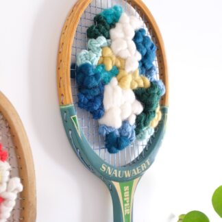 Raquette tissée vintage - Bleu canard & vert
