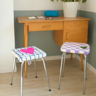 Commande Maryvonne - Tabourets vintage upcyclé en punch needle
