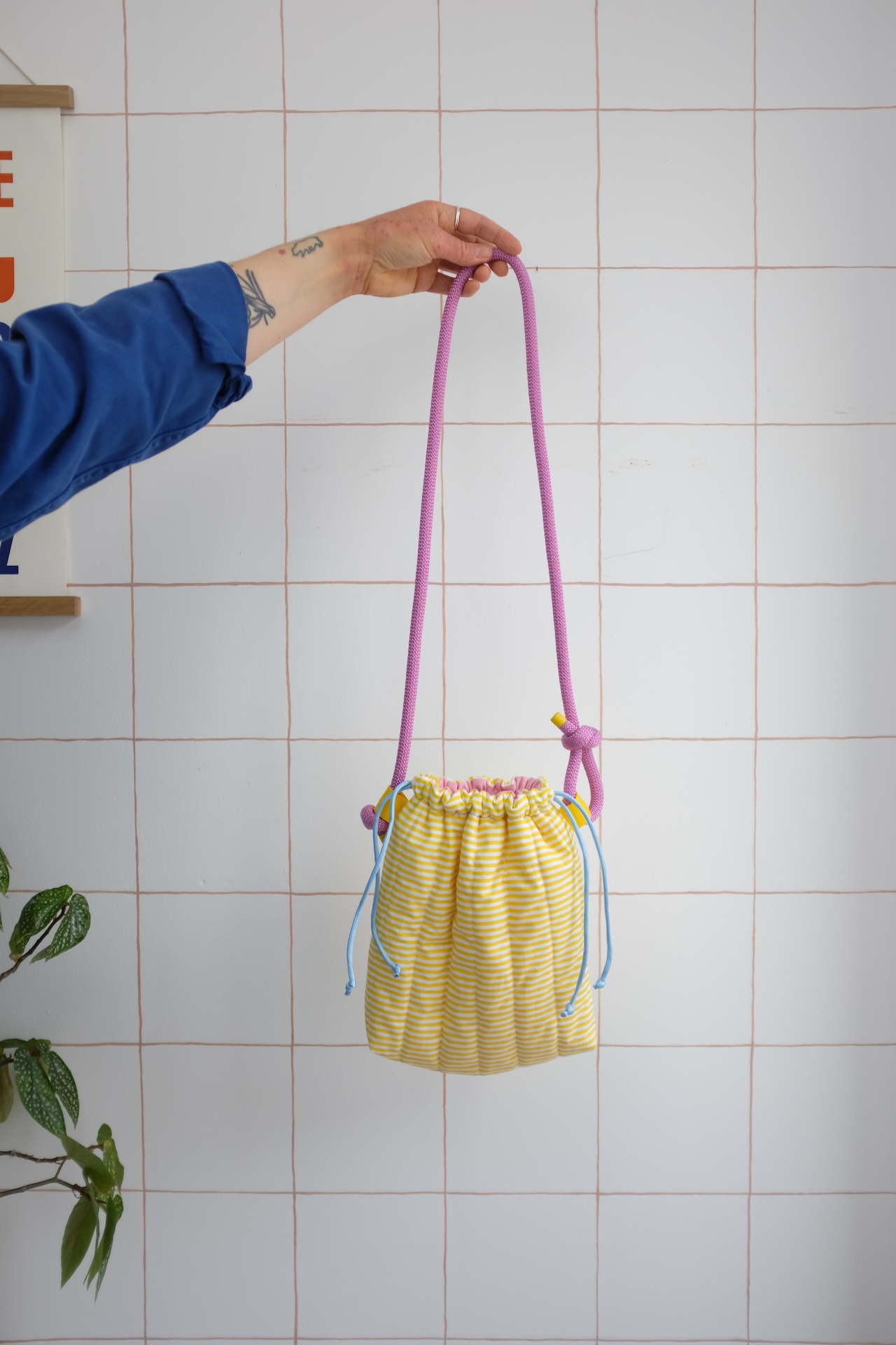 GROSAC - Sac à rayures jaune et rose