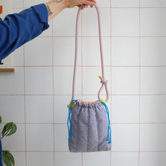 GROSAC - Sac à rayures bleu marine et orange