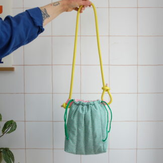 GROSAC - Sac à rayures vert et rose
