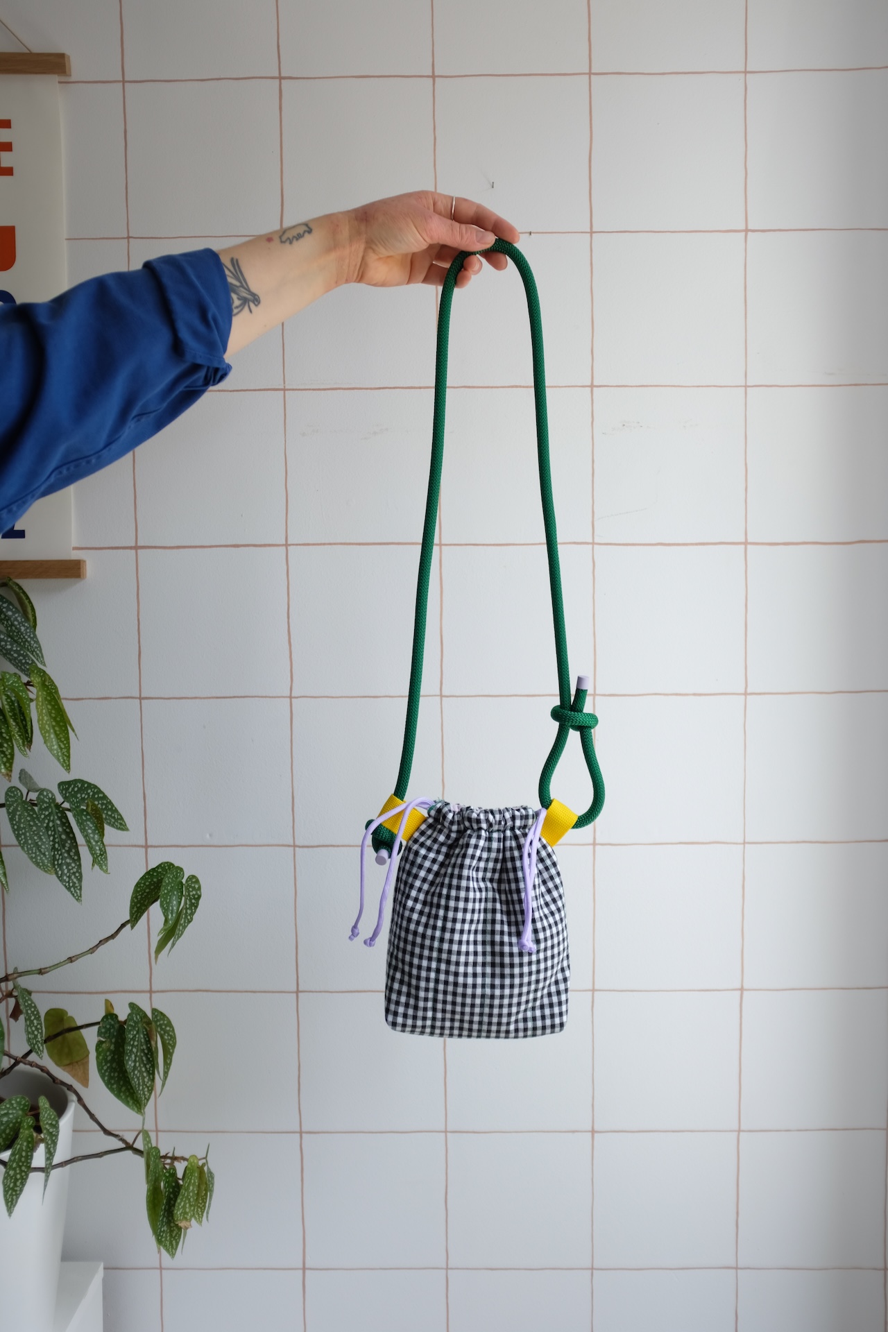 POTISAC - Petit sac Vichy cordon Vert