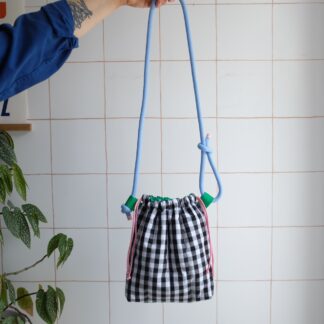 GROSAC - Sac Vichy Noir et Blanc, doublure verte