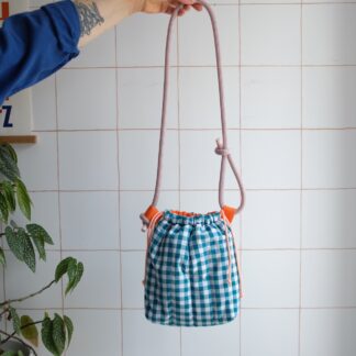GROSAC - Sac Vichy Bleu canard & Orange