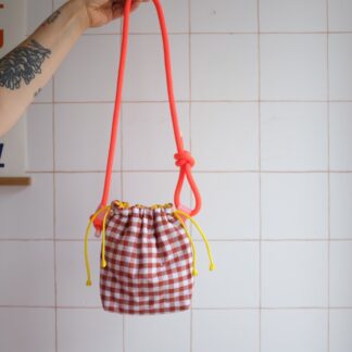 POTISAC - Petit sac Vichy Terracotta, cordon fluo