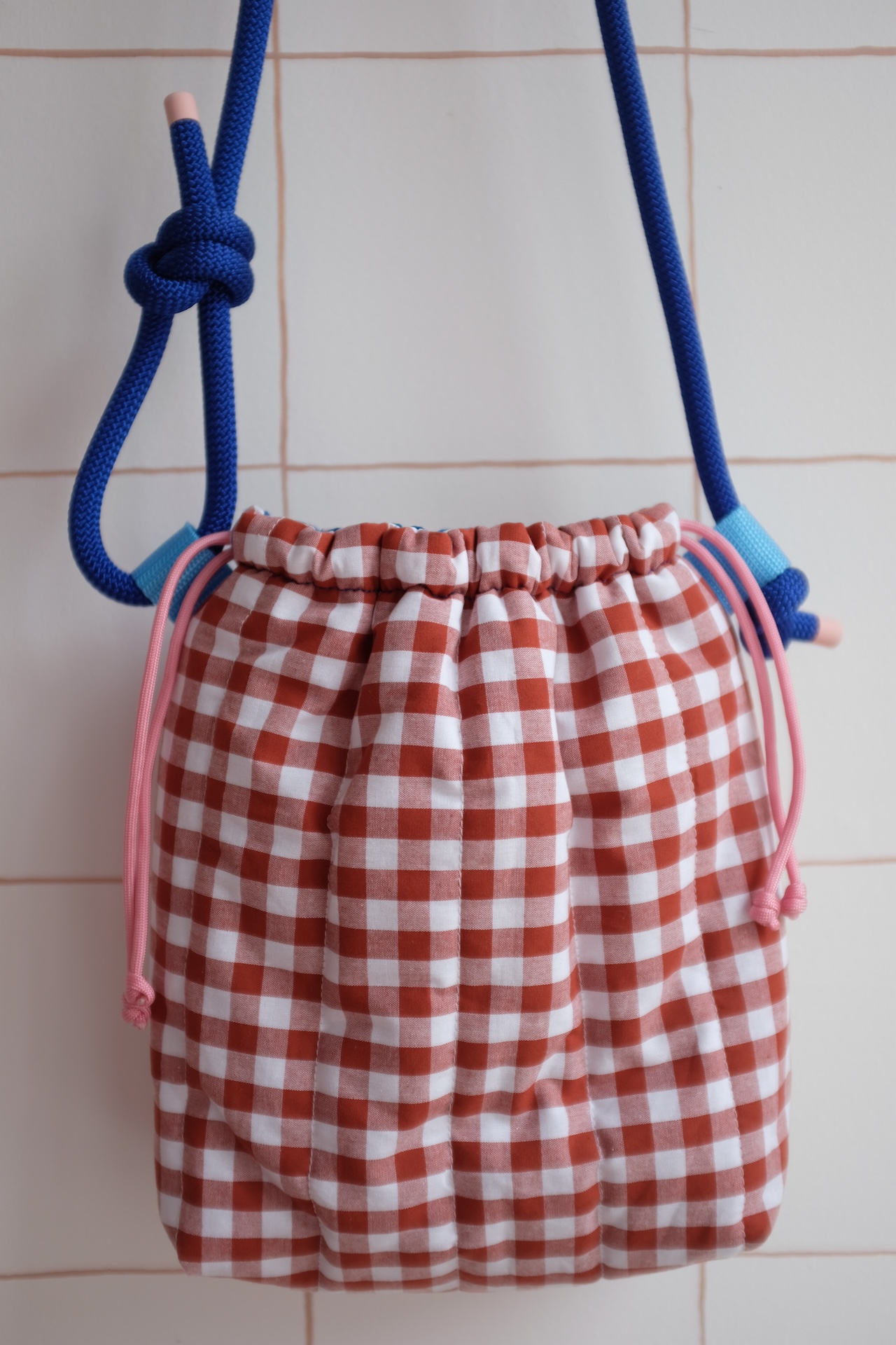 GROSAC - Sac Vichy Terracotta, cordon Bleu – Image 4